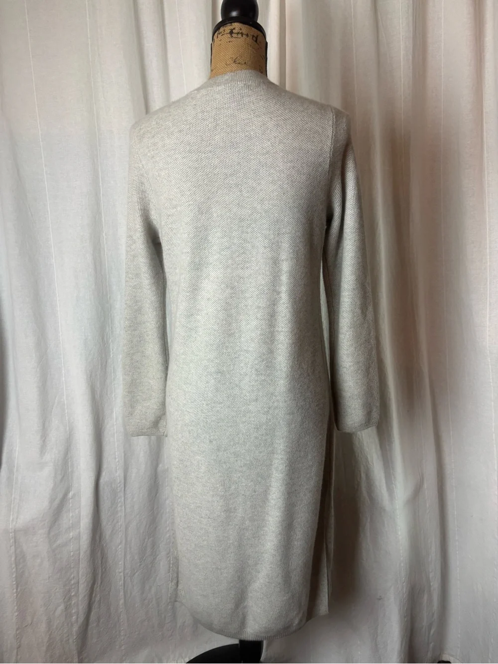 Talbots Pure 100% Cashmere Open Front Duster Cardigan Gray Lightweight Sz Small